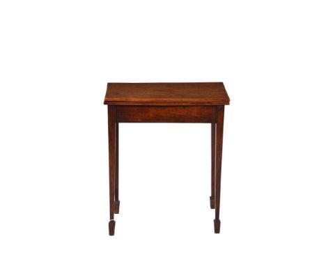 A George III mahogany tea table, circa 1780, of small proportion, on  square tapering legs and spade feet, 73cm high, 61cm wi