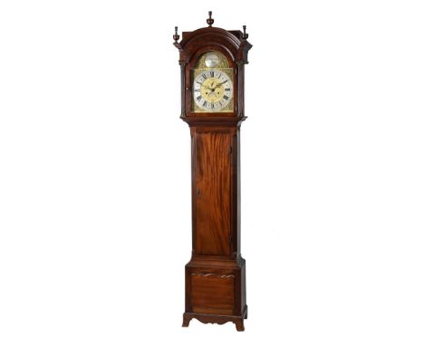 A George III mahogany longcase clock, Jno. Watts London, late 18th century, with eight-day bell striking movement, the arched
