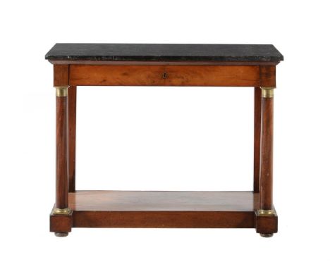 A Louis Philippe mahogany, gilt metal mounted and marble topped console table, circa 1840, 87cm high, 111cm wide, 46cm deep