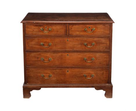 A George III mahogany chest of drawers, circa 1780, the crossbanded top above two short and three long drawers, 98cm high, 10