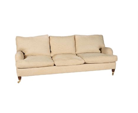 A chenille style upholstered sofa, of recent manufacture, in the manner of George Smith, 78cm high, 234cm wide, 100cm deepCon