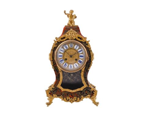 Y A red tortoiseshell and brass inlaid 'Boulle' mantel clock, Vicenti & Cie, second half 19th century, with eight-day bell st