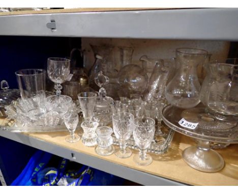 Shelf of mixed glass to include crystal. Not available for in-house P&amp;P 