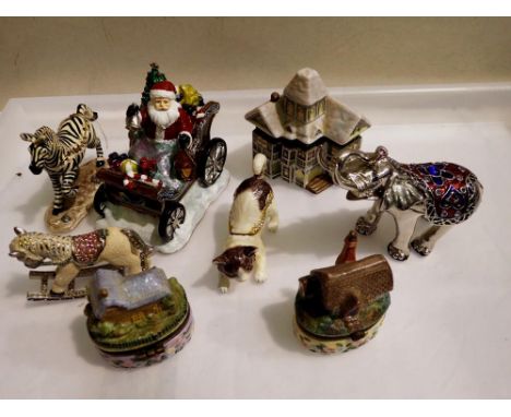 Collection of enamelled trinket boxes including three Thomas Kinkade examples. Not available for in-house P&amp;P 