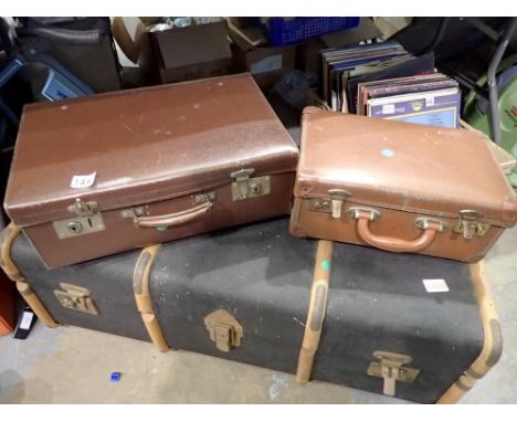 Overpainted wood bound cabin trunk. Not available for in-house P&amp;P 