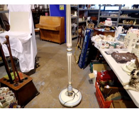 Painted carved wood standard lamp. All electrical items in this lot have been PAT tested for safety and have passed. This doe