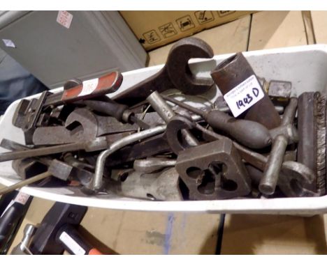 Box of mixed tools mainly spanners. Not available for in-house P&amp;P 