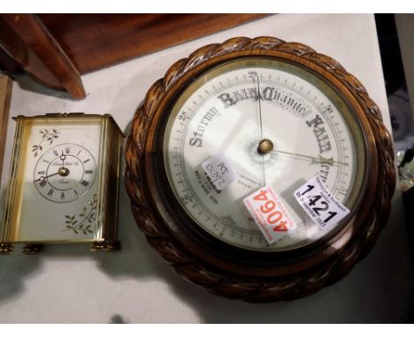London Clock Company mantel clock and a wall mounting barometer. Not available for in-house P&amp;P 