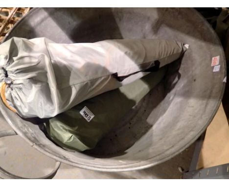 Large metal basin with a Coleman tent and canopy. Not available for in-house P&amp;P 