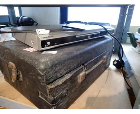Hand wind record player and a DVD player. All electrical items in this lot have been PAT tested for safety and have passed. T