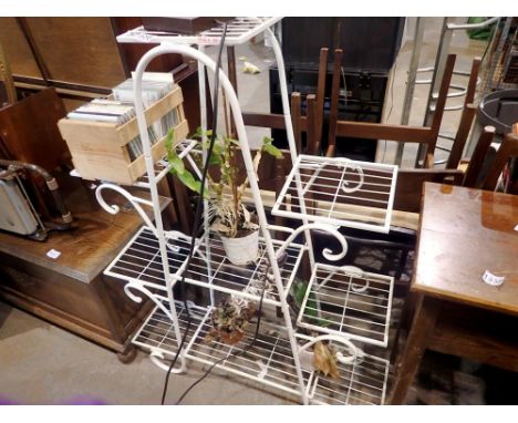 Metal six shelf plant stand, H: 118 cm. Not available for in-house P&amp;P 