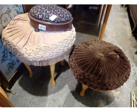 Two vintage footstools and a tapestry footstool (3). Not available for in-house P&amp;P 