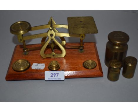 A set of 20th century post office letter scales with weight set