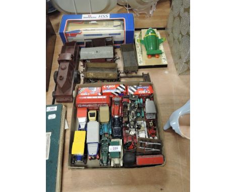 A box of 1980's and later diecasts including boxed Corgi, Days Gone etc, StenaLine HSS model, Wesco Thunderbirds Talking Alar