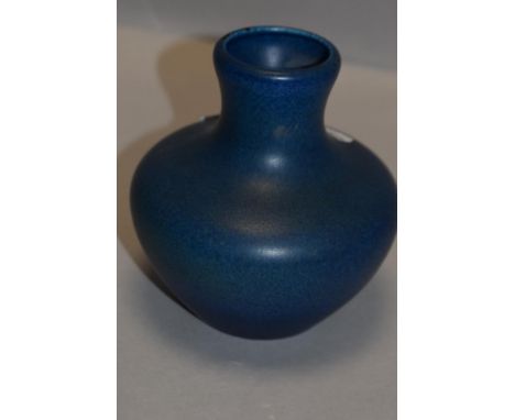 An early 20th century Royal Lancastrian Pottery blue glaze squat form vase no.4153