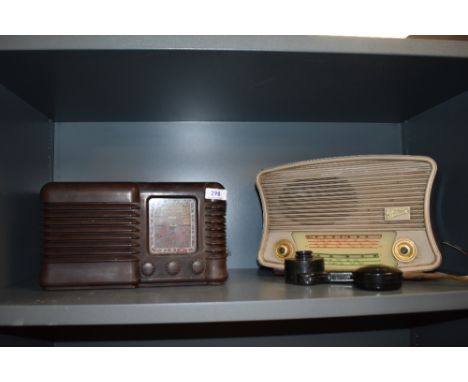 Two early Art Deco style transistor radios including bakelite and Marconi