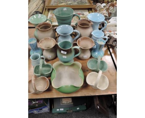 A selection of Art Deco and later water and milk jugs including Langley and Lovatts etc
