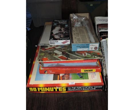 A small collection of vintage Games and Toys, Sporting Connections 90 Minutes, Invicta Mastermind, Meccano Super Highway Mult