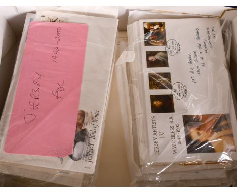 A BOX OF FIRST DAY COVERS, JERSEY 1992-2000.