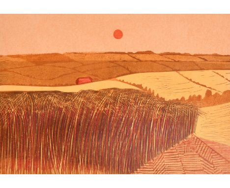 Robert Tavener (1920-2004), 'Cornfield and Downs', colour lithograph, signed inscribed and numbered 45/75 in pencil,  image s