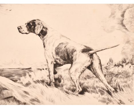 Ruben Ward Binks (1880-1950), a pointer in a landscape, etching, signed in pencil, plate size 5.5" x 7.5" (14 x 19cm), unfram