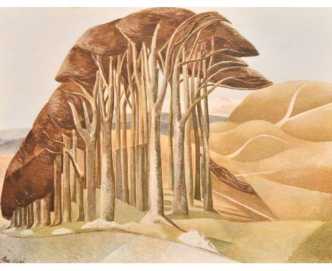 Paul Nash (1889-1946), 'Wood on the Downs', offset lithograph, 16" x 21" (40.5 x 53cm).