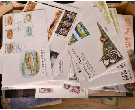 A BOX OF FIRST DAY COVERS, GUERNSEY 1990-2000.