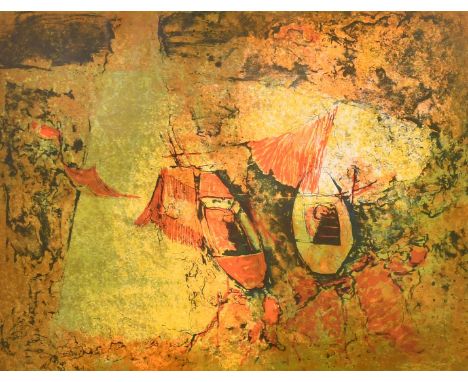 Hoi Lebadang (1921-2015) Vietnamese/French, 'The Lagoon', coloured lithograph, signed in pencil and numbered XI/XXXV, 25" x 1