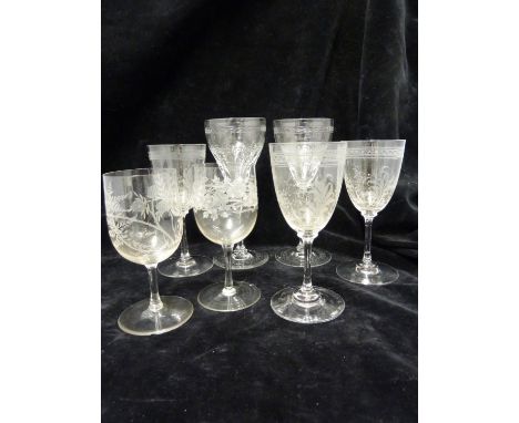 Stourbridge, England - Seven various wine glasses, colourless, one pair of rock crystal type, 15cm high (7) 