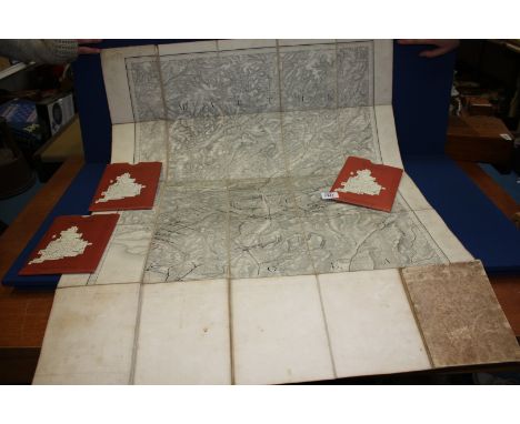 A canvas Map of Carmarthenshire, circa 1830 and three Ordnance Survey Maps  