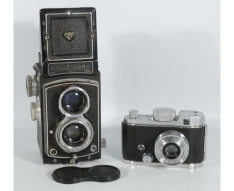 A Rolleicord TLR Camera - Model 111, and a Robot Motor Wind 35mm Camera with Carl Zeiss Tessar 37.5mm f2.8 Lens