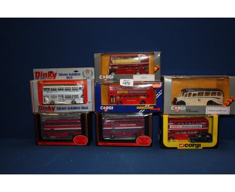 A quantity of miscellaneous Corgi and Dinky toys including National Bus, Bedford Coach, London Buses etc.,