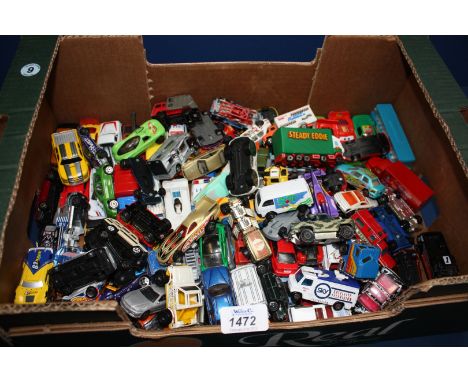 A large quantity of Matchbox and Corgi Cars and Trucks including Fire Rescue, an Eddie Stobart Lorry, Racing Cars etc.,