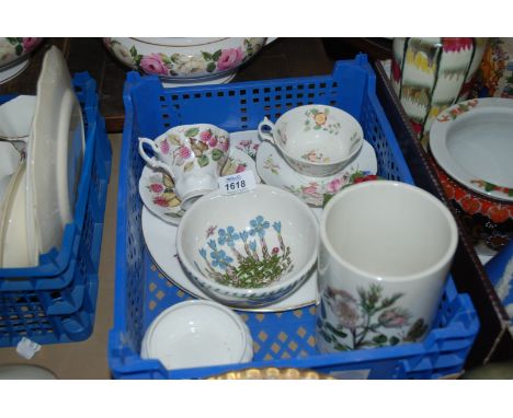A Portmeirion 'Botanic Garden' Sugar Basin and Utensil Holder, a Royal Worcester Cake Plate, etc.