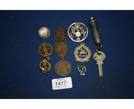Miscellaneous Cap Badges, A,R,P. Whistle, etc.