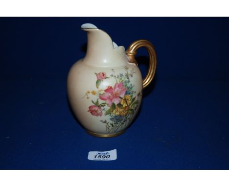 A Royal Worcester blush ivory Flatback Jug, with some restoration to rim