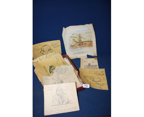 A selection of hand drawn Cartoon pictures and some copies of architectural drawings including The Royal Aquarium and Winter 