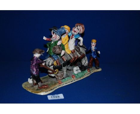 A colourful pottery Model of a group at Widdecombe Fair including BMA Brewer, Jan Stewer, Peter Gurney, Peter Davey, Dan'l Wh