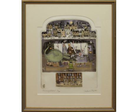 GRAHAM CLARKE (BRITISH, B.1941)   “Morning Scholar” , Signed, inscribed and numbered 8/300, etching, 39.5cm x 31cm with arche