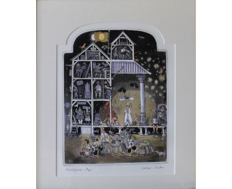 GRAHAM CLARKE (BRITISH, B.1941)   “Food of Love” , Signed inscribed and numbered 8/300, etching, 39.5cm x 31cm with arched to