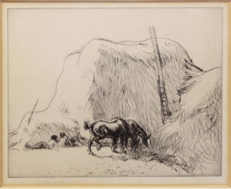 EDMUND BLAMPIED RBA RE (JERSEY, 1886-1966)   “Noonday Rest” , Signed in pencil, etching, 24cm x 29.5cm ,