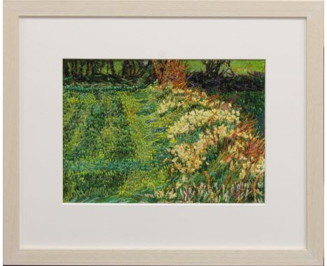 SUSANNE WHITE (GUERNSEY, CONTEMPORARY)   “Last Light of the Day” , Embroidery, 18cm x 25cm ,