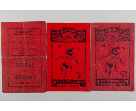 Rare Arsenal v. Liverpool pirate match programme, 2nd April 1930, horizontal and vertical folds, some tearing at folds and of