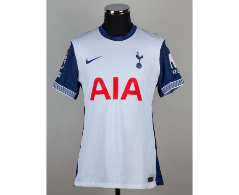 Kulusevski white No.21 Tottenham Hotspur short-sleeved shirt, 2023-24, player issue, Nike size L with crew-neck collar , prin