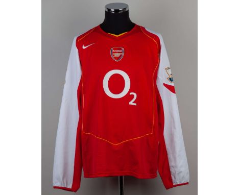 Thierry Henry No.14 red and white autographed Arsenal long-sleeved shirt, Nike, XL, the reverse lettered HENRY, the number au
