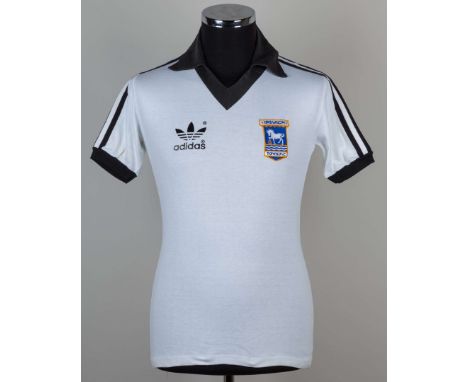 Clive Woods white and black No.11 Ipswich v. West Bromwich Albion F.A.Cup semi-final short-sleeved shirt, 1978, Adidas, M, wi