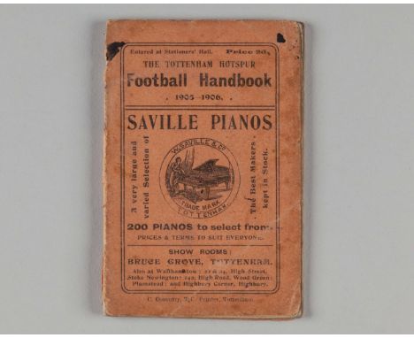 A Tottenham Hotspur handbook 1905-06, covers detached, stained, interior text