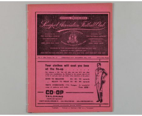 Liverpool v. Arsenal home match programme, 25th December 1935, ex bound volume