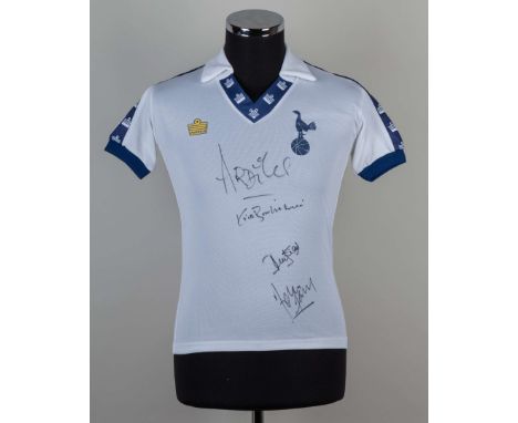 White Tottenham Hotspur short sleeved original replica shirt 1977/80, Admiral, Youth's size 34 ins, signed in black pen on th