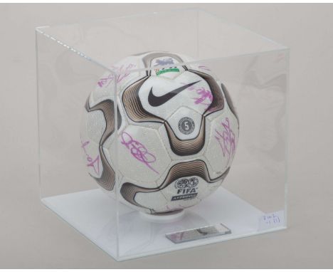 Wayne Rooney 1st-ever Premiership goal match ball - a Nike Geo football autographed by the Everton team including Wayne Roone